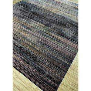 พรมขนสัตว์และไหมถักมือสีเทาและสีดำ รุ่น Ela-304 ลายทาง ทอแบบเรียบ สำหรับบ้านและทางเดิน พรมห้องรูปสี่เหลี่ยมผืนผ้า - Product Image 2