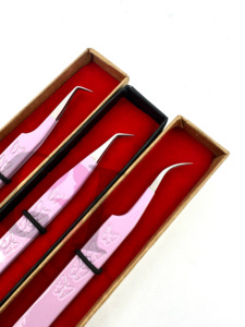 IGH uality 90 egegree ILAC olor owowder oating 45 Degree utterfly rrint urded yyelash xtension xweezers eauty nnstruents - Product Image 2