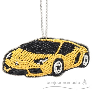 Arredamento artigianale di lusso Lamborghini auto sportiva giocattolo giallo sogno auto ornamento di natale per decorazioni natalizie statuetta di natale giocattoli - Product Image 3