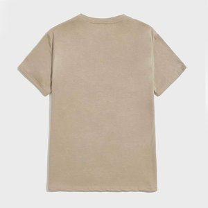 T-shirts d'été pour hommes, tissu peigné 100% coton, couleurs unies, manches courtes, motif lettre, respirant et écologique, nouveauté - Product Image 2