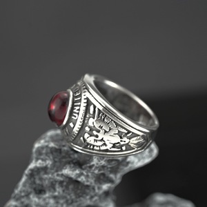 yunnique European and American Retro Style Stainless Steel <b>Ring</b> for <b>Men</b> Hip-Hop Double-Gun <b>Ruby</b> Personalized <b>Ring</b> Everyday Wear - Product Image 3