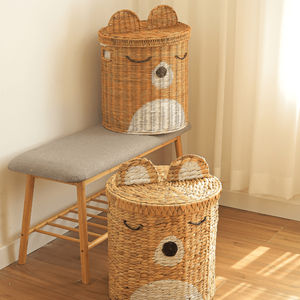 Wholesale Versatile Multifunctional Large Bedroom Use Water Hyacinth Laundry <b>Hamper</b> Storage <b>Basket</b> Lids Versatile Bags <b>Baskets</b> - Product Image 3