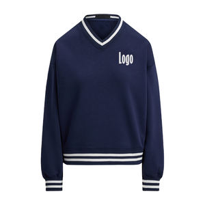 Pull à col en V de qualité supérieure pour femmes, personnalisable, en mélange de coton, tricoté, avec broderie sur le devant, tailles personnalisées, printemps - Product Image 4