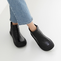 [JSHOE] Sepatu Boots Wanita Kulit Sapi Asli dengan Lapisan Bulu, Ritsleting Samping, Sol Ringan Anti-Selip, Sepatu Nyaman untuk Musim Dingin