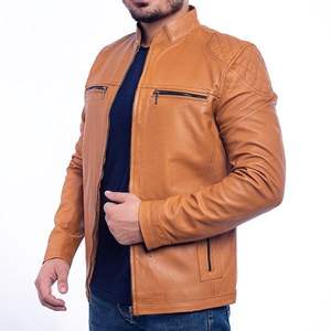 Chaqueta de motorista marrón tostado clásico Bohannon - Product Image 2