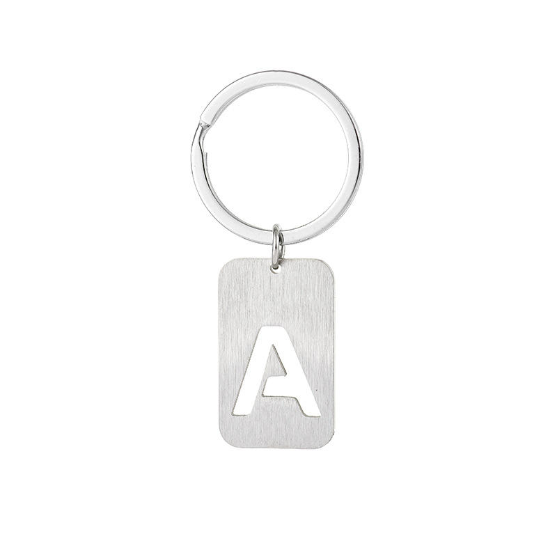 Dog Tag Hollow out Letter Keychain-a