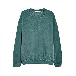 Sudadera de Cuello Redondo de Punto Sólido con Lavado Ácido de 330 g/m² para Hombre, Gruesa y Cálida, de Poliéster/Algodón para Otoño - Product Image 6