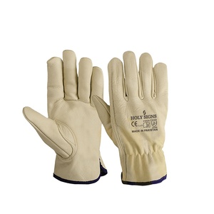 Venta al por mayor de piel de cabra de grano hombres guantes de trabajo de conducción con corte ANSI 5 protección térmica conductor guantes baratos prevenir resbaladizo - Product Image 1