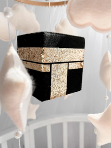 Mobile musical doux en feutre pour berceau, thème Coran et Kaaba, avec nuages, jouets islamiques pour enfants, décoration de chambre de bébé, cadeau de naissance islamique - Product Image 2