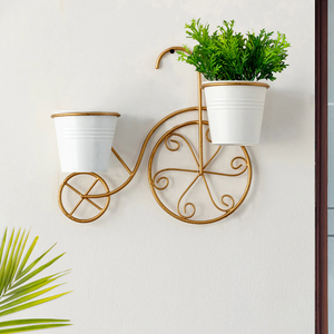 Metal Hanging Indoor Mount White Planter Stand with Round <b>Galvanized</b> <b>Bucket</b> Flower Pots & Planters pot with metal stand - Product Image 2
