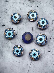 Imán de Cristal con Diseño de Ojo Turco, Forma Redonda, Diseño en Relieve, Tema Moderno de Estambul - Product Image 6