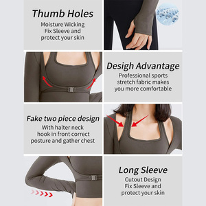 เสื้อโยคะผู้หญิงแขนยาวแบบรัดรูป ทรงปกติ กันลม พิมพ์ลาย ซักแล้วแห้งเร็ว สำหรับออกกำลังกายและฝึกซ้อมในยิม (สั่งซื้อจำนวนมาก) - Product Image 5