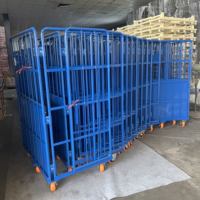 Conteneur à roulettes à 3 côtés pliables, côtés robustes, revêtement poudré, en treillis métallique pour le stockage de marchandises en supermarché