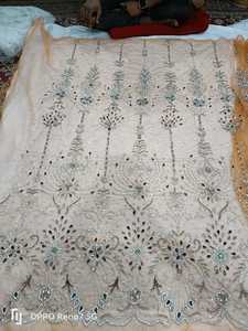 ผ้าลูกปัดโพลีเอสเตอร์100% หรูหราพร้อมเซอร์คอนแฮนด์เมดผู้จัดจำหน่ายเสื้อผ้าอินเดียทำจากผ้าทอและลายตาข่าย - Product Image 3