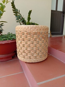 Cojín de suelo de junco marino natural al por mayor, otomana decorativa estilo bohemio, taburete redondo de jacinto de agua tejido, hecho en Vietnam - Product Image 6