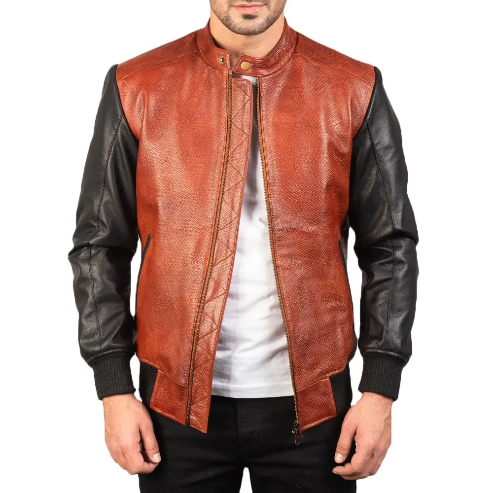 Men's Leather Jacket for Biker Distressed Genuine Lambskin Top Quality Material Wholesale Price