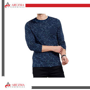 T-shirt à manches raglan en coton coupe ajustée 2022 pour hommes T-shirt uni à manches longues de gymnastique avec motif de lettres tissées - Product Image 2