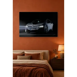 Impression sur toile Fida BMW i8 gris argenté avec phares nocturnes lumineux - Product Image 4