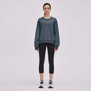 Sudadera de Cuello Redondo para Mujer al por Mayor, Personalizada 2026, de Alta Calidad, 100% Algodón, Hombros Caídos, Talla Grande - Product Image 2