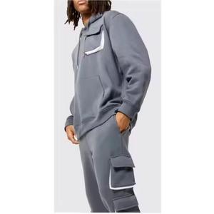 Marque privée personnalisée, ensemble de jogging pour hommes, survêtement à capuche, pantalon de survêtement droit à jambes larges, gym, deux pièces - Product Image 4