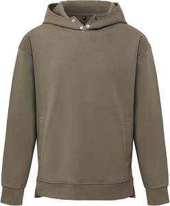 Sweat à capuche kaki pour hommes de haute qualité sweat à manches longues pull veste décontracté sport Streetwear chemise avec bouton pression - Product Image 1