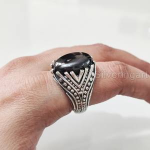 Bague pour homme en argent sterling 925 avec pierre précieuse onyx noir naturel, pierre de naissance de décembre, toutes tailles, bijoux arabes fins, vente en gros - Product Image 3