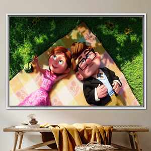 แคนวาสพิมพ์ลายคาร์ลและเอลลี่, ภาพพิมพ์ภาพยนตร์แนวโรแมนติกแบบนามธรรมสำหรับตกแต่งผนัง,1P:กรอบสีขาว - Product Image 1