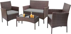 Homall Outdoor Wicker Sofa <b>Furniture</b> <b>Set</b> 4 <b>Pieces</b> for Balcony Patio - Product Image 6