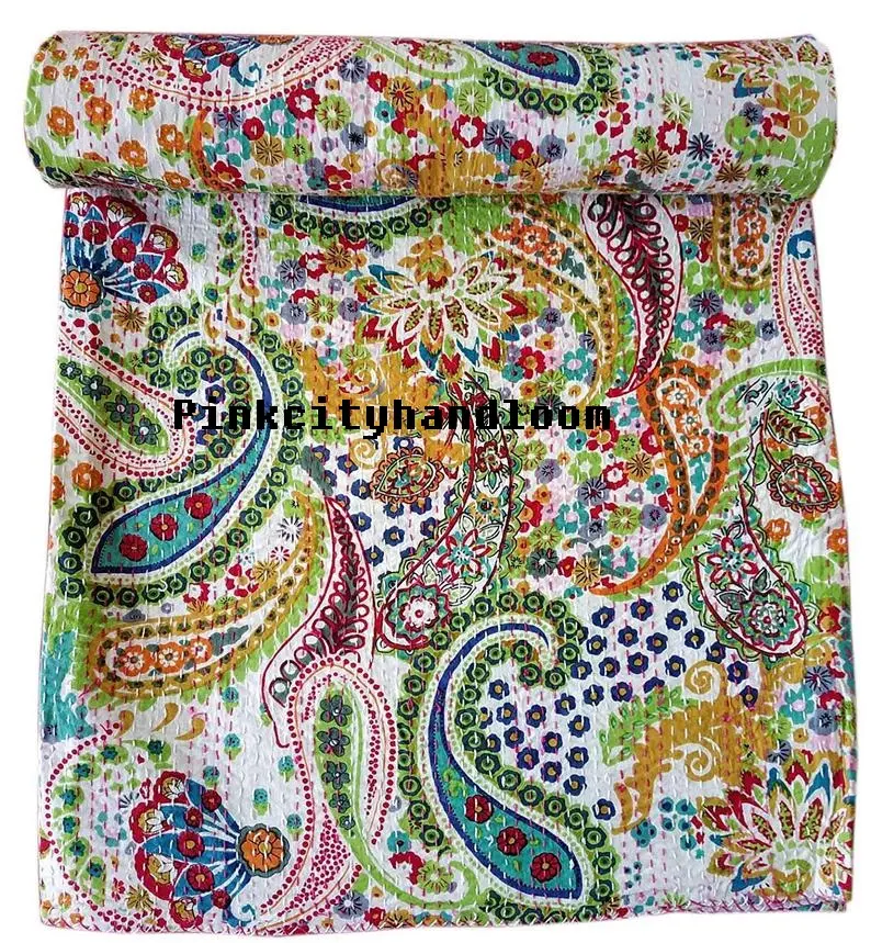 Boho Kantha Quilt Ấn Độ Bohemian Handmade Kantha Bộ Đồ Giường Bao Gồm Ném Chăn Mền Cho Bán Trải Giường Bao Gồm Chất Lượng Tốt Nhất