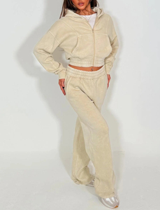 Conjunto Deportivo de Dos Piezas para Mujer, Sudadera Corta y Pantalones Jogger de Cintura Alta, Ropa Casual de Felpa, Venta al Por Mayor Personalizada - Product Image 6