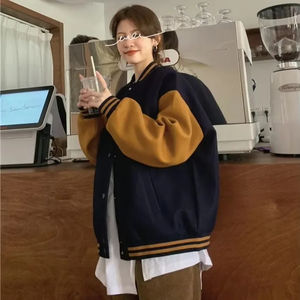 เสื้อแจ็คเก็ตเบสบอลสไตล์เกาหลีสำหรับฤดูใบไม้ร่วงและฤดูหนาว รุ่นใหม่ หลากสี สำหรับคู่รัก แฟชั่นแนวสตรีท ดีไซน์แบบต่อผ้า - Product Image 5