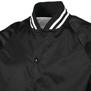 Blouson universitaire de baseball avec logo personnalisé de haute qualité en satin brodé blousons de bombardier pour hommes et femmes - Product Image 4