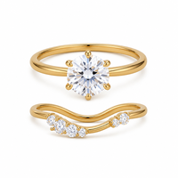 Bague solitaire 2 carats à taille ronde avec six griffes, alliance de mariage et bague de fiançailles avec contour accentué pour femme, cadeau