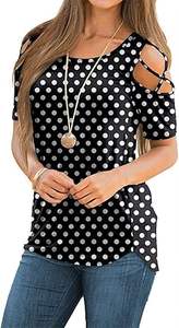 2024 Women's Summer T Shirts Short Sleeve Tunic <b>Strappy</b> Cold Shoulder t shirt <b>Tops</b> for Women - Product Image 4