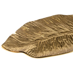 Bol décoratif à motif feuille d'or, plateau de service de luxe, élégant plateau de centre de table, accent de décoration de table, pièce d'ameublement pour la maison - Product Image 5