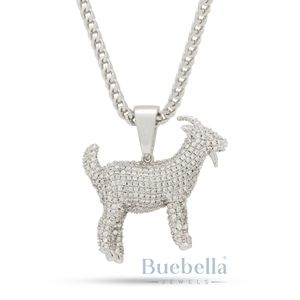 Collier pendentif GOAT pour homme, argent 925 glacé, moissanite plaqué or, inspiré du style du rappeur Notorious, charmes Hip BUEBELLA JEWELS - Product Image 5