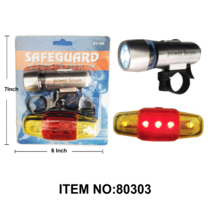 30 pièces de feux LED avant et arrière pour vélo, alimentés par piles, fixation sur guidon, 120 pièces/carton, modèle 80303 - Product Image 1