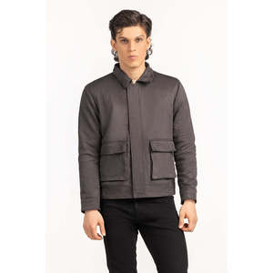 Chaqueta de lona para trabajo de otoño con cuello alto y cierre de cremallera, talla XL, acabada y recubierta, teñida lisa con acolchado. - Product Image 6