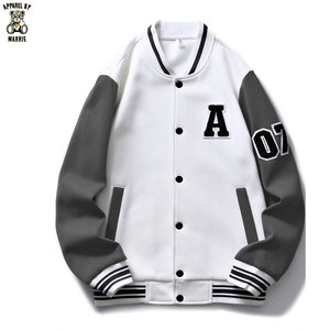 Chaquetas Varsity de Forro Polar Suave y Cómodo para Hombre, con Bordado, Puños y Dobladillo Acanalados, para la Moda de la Temporada de Frío - Product Image 1