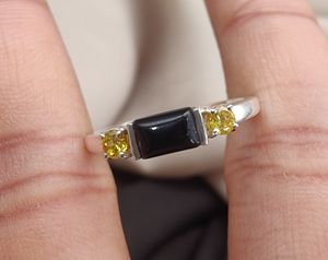 แหวนเงินแท้ 925 ประดับพลอยแบล็คออนิกซ์และซิทริน พร้อมตัวเลือกชุบทอง งานแฮนด์เมด เครื่องประดับพลอย ขายส่ง รับสั่งทำ - Product Image 6