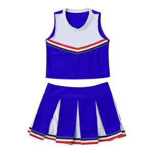 Tenues d'entraînement de cheerleading en gros bleu et blanc, haut et short de cheerleading personnalisés, uniformes de cheerleading très vendus - Product Image 3