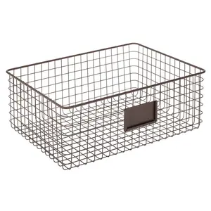stainless steel wire basket kitchen storage wholesale picnic metal mesh basket brown powder coating finished handmade basket