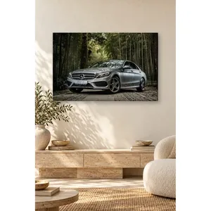 Impression sur toile Fida Silver Mercedes Classe C dans un décor de forêt de bambou - Product Image 3