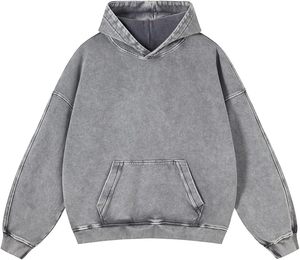 Sweat-shirt à capuche rose délavé à l'acide avec logo frontal, coupe ample, avec poche, en molleton de coton surdimensionné pour l'automne et l'hiver - Product Image 4