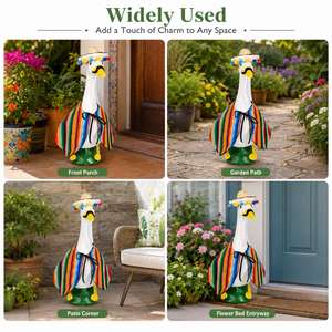En gros Décoration de jardin et de véranda extérieure : Tenue de statue d'oie avec cape serape, sombrero et moustache, pour la fête - Product Image 5