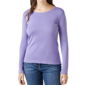 Camisetas Casuales de Manga Larga para Mujer, Cuello Redondo, Tallas Grandes, 100% Algodón, Ecológicas, de Felpa - Product Image 1