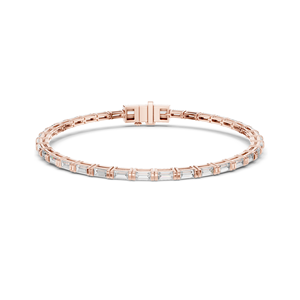 3.70 CT Lab Diamond Tennis Bangle <b>Bracelet</b> Baguette Cut 10KT, 14KT, 18KT Gold & 925 Silver Rose, Yellow, White Gold - Product Image 1