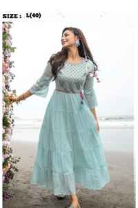 Vêtements ethniques modernes à la mode robe de travail en beau coton avec broderie et miroir à vendre vente chaude - Product Image 5