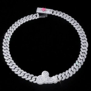 <b>Iced</b> <b>Out</b> Cuban Link Custom Initial Letter Geometric VVS Moissanite Diamond Hip Hop Silver <b>Chain</b> For Unisex Party Wear - Product Image 1