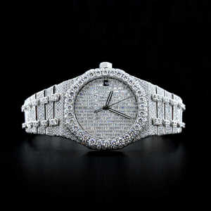 High-End Luxury Bling Full Diamond Analog Stainless Steel Mechanical <b>Watch</b> VVS Moissanite Hip Hop Iced Style Antique Square - Product Image 1
